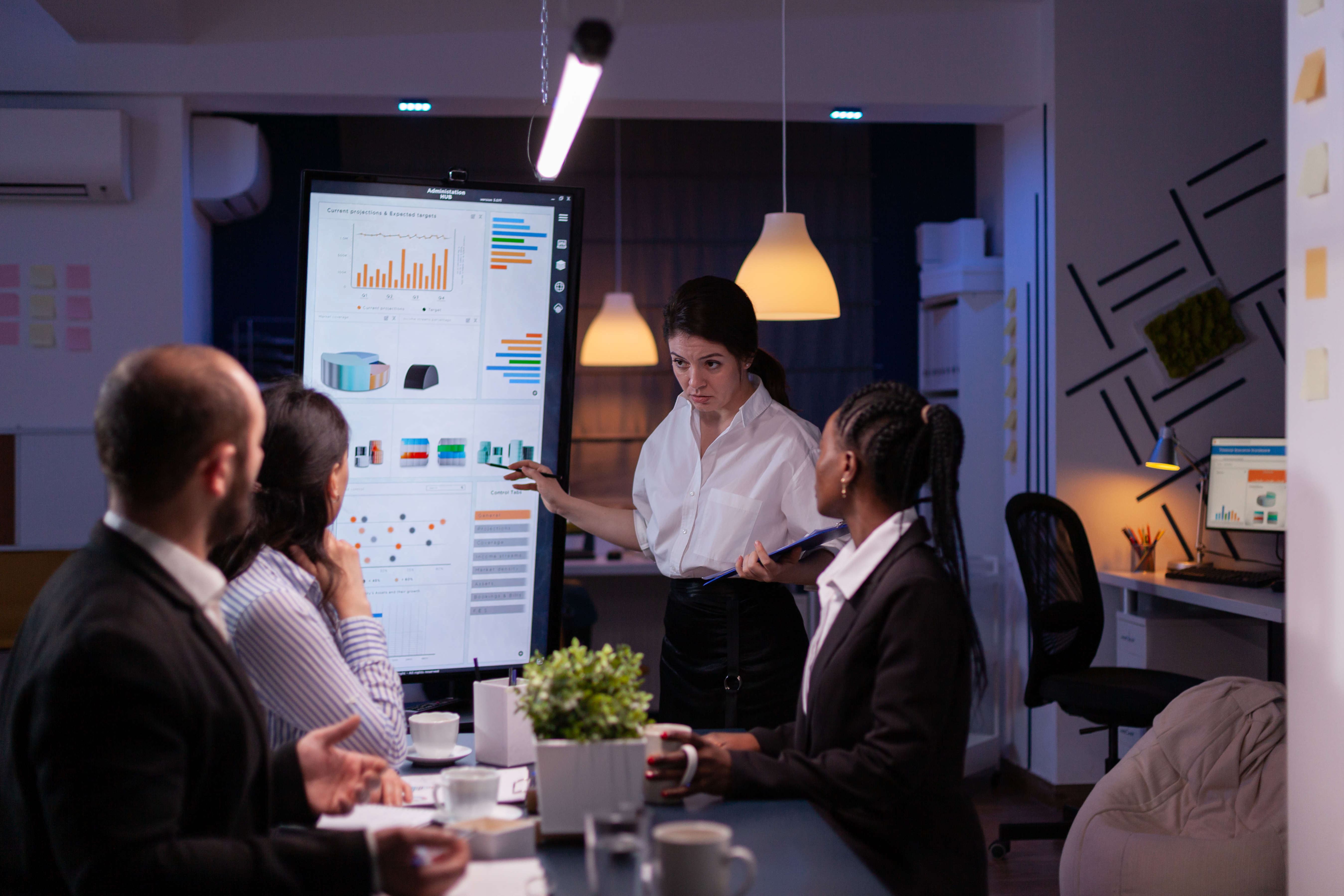 Marketing strategist presenting performance dashboards